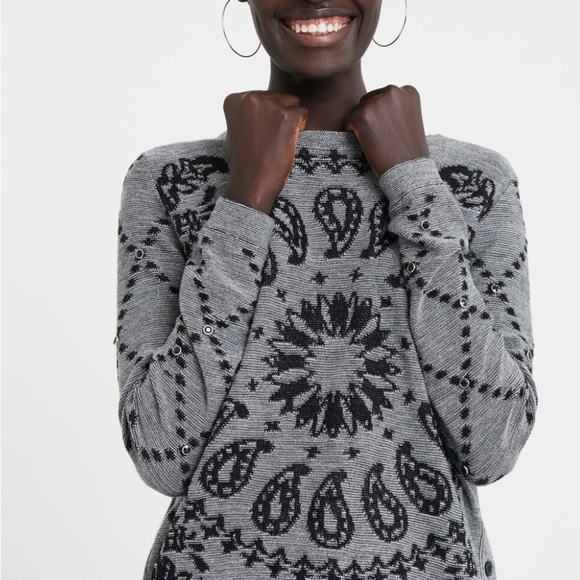 📍 Desigual Gray Printed Sweater - M - Picture 3 of 11